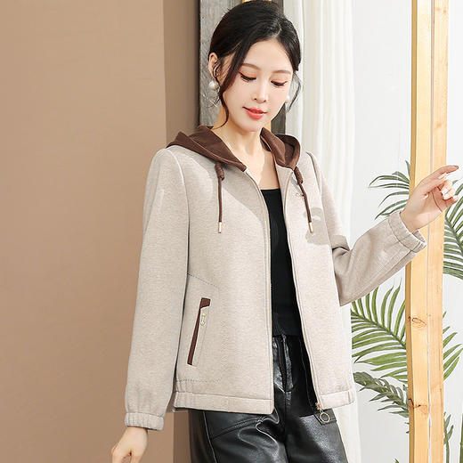 QYM CS25C25-Y时尚休闲连帽短款外套宽松休闲上衣 商品图1