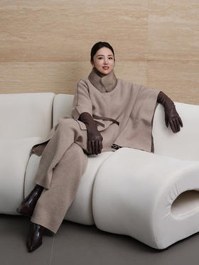 【董璇同款穿搭】羊绒世家秋冬新品女士明星款羊绒衫宽松斗篷外套