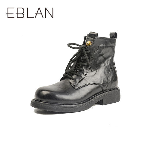 伊伴冬季帅气利落系带马丁靴复古酷感穿搭女鞋B25566320 商品图0