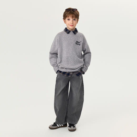 【100%绵羊毛】马克珍妮男女童元气字母轻暖针织衫2025年冬装新款551812 商品图2