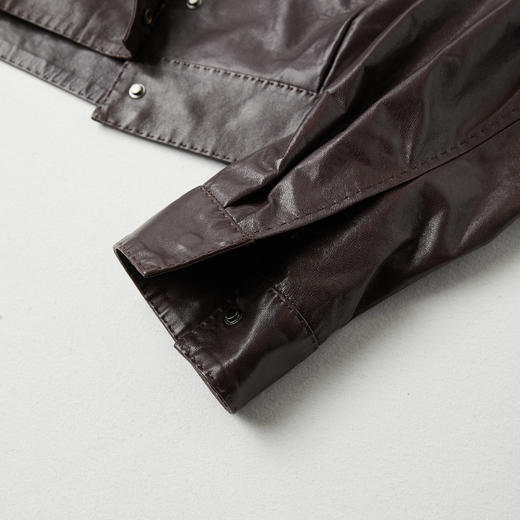 ROMI STUDIO“复古韵味”油蜡皮天然肌理感立领皮衣外套 RWCAWU5631 商品图4