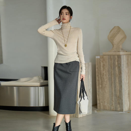 奢姿大码女装2025秋季气质高领设计针织衫胖妹妹简约时尚百搭上衣9053669929 商品图2