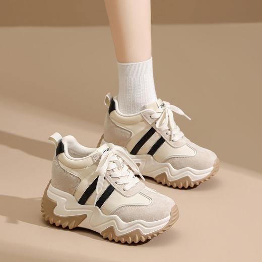 ZHR则则隐形内增高9cm小白鞋2025秋季新款头层猪皮百搭舒适德训鞋 商品图9