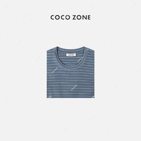 COCO ZONE 2023夏新款经典款圆领条短袖T恤上衣 23C18690