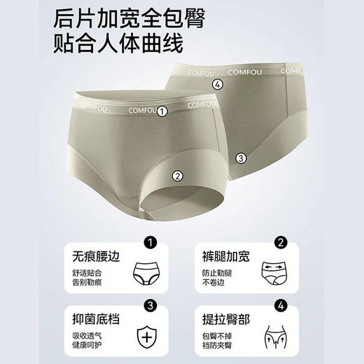 COMFOU 新疆长绒棉无痕三角裤7A全棉抑菌裆小平角内裤高弹舒适女生内裤 商品图3