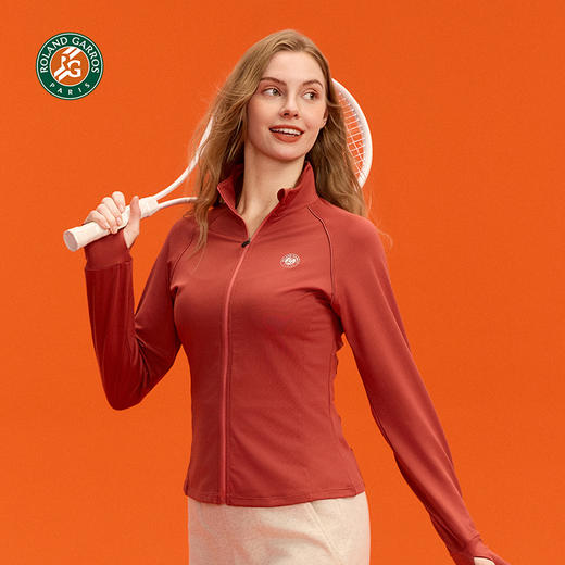 罗兰加洛斯法网长袖运动T恤女款开衫立领速干透气网球服训练服 商品图1