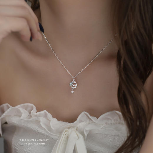 【梦幻星河】S925纯银星月项链【YXS-A4599】 商品图2