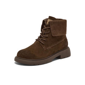 【云粉节】【拔佳】BF楼Bata英伦马丁靴女2025冬款牛剖皮粗跟绒面短靴AD742DD5      吊牌价1259 活动价799