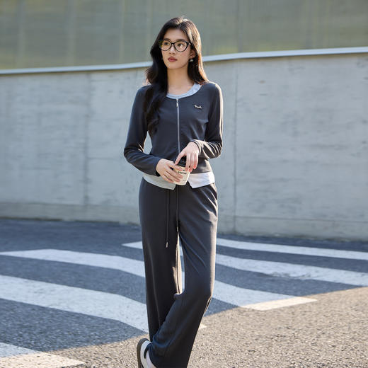 奢姿大码女装2025秋季时尚运动风撞色套装胖妹妹气质减龄两件套9953935178 商品图0