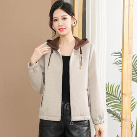 QYM CS25C25-Y时尚休闲连帽短款外套宽松休闲上衣