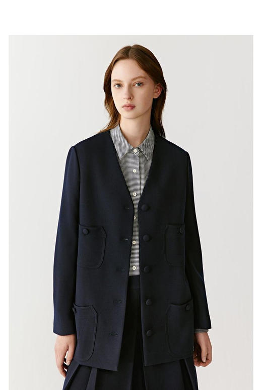 【高品质私服】【IC斜纹花呢中长大衣外套】合身版型 V领设计精准修饰颈线 视觉缩小脸部轮廓G1536-CC【无标出货 介意慎拍】 商品图6