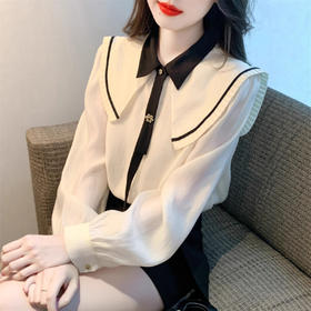 娃娃领长袖衬衫女春秋2025新款设计感小众打底衫高端气质雪纺上衣