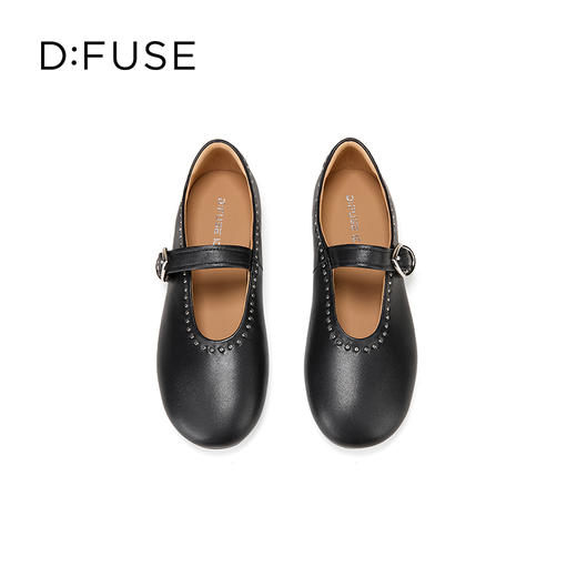 Dfuse迪芙斯2025秋季新款复古一字带奶奶鞋法式铆钉平底玛丽珍鞋休闲单鞋DFD3111029 商品图14
