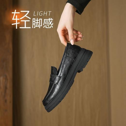 ZHR则则2025秋季女鞋新款复古乐福鞋英伦风一脚蹬皮鞋增高女单鞋 商品图5