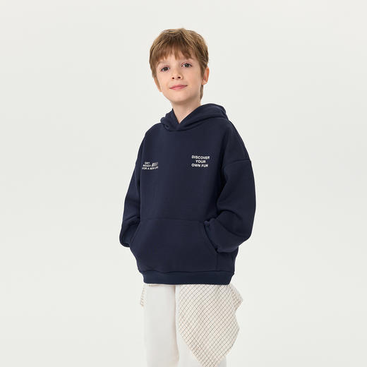 马克珍妮男童加绒加暖连帽卫衣2025年冬装新款551169 商品图1