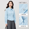 【内购】【通搭三季】简约通勤尖角领金属扣腰部收褶分割设计长袖短款衬衫-W53CB2752 商品缩略图3