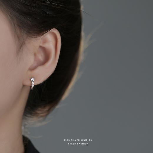 【爱意出动】S925纯银精致爱心镶锆石耳环【YXS-E5790】 商品图1