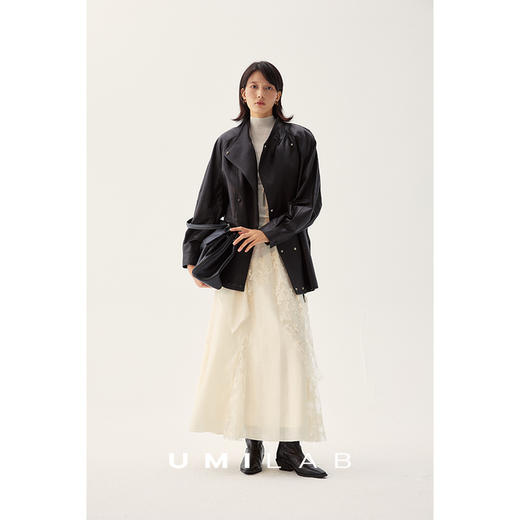 UMILAB｜盛宴*天丝+醋酸+亚麻混纺 重工亮片蕾丝刺绣松紧腰半裙D831W 商品图4