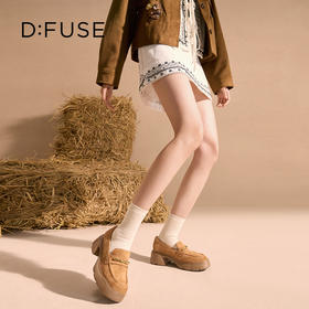 Dfuse迪芙斯2025秋季新款竹节扣乐福鞋增高厚底小皮鞋简约通勤鞋DFD3112047