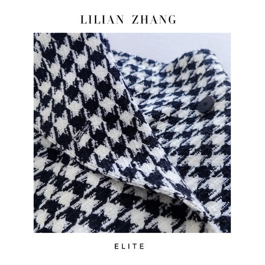 经典千鸟格轻奢复古优雅Oversized绵羊毛秋冬中长大衣 2506002 商品图1