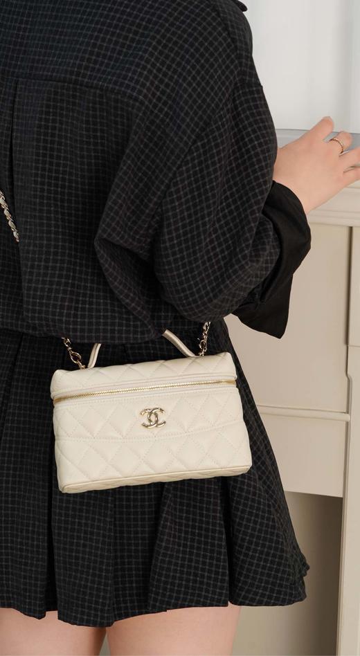 香奈儿 25C手柄盒子包 荔枝牛 米白/黑色（LZ*MM） 商品图10