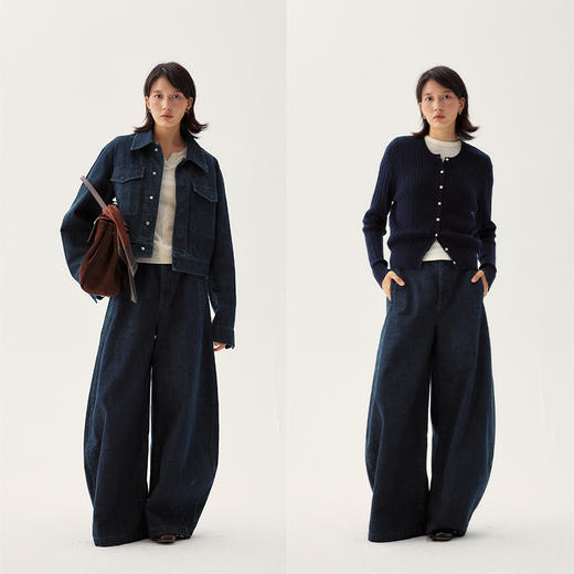 UMILAB｜蓝帆*显瘦天花板 100%棉挺括亲肤松紧茧型牛仔裤OPA1299W 商品图2