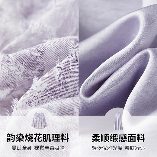 【内购】【免搭配套装】云岫花影系列优雅圆领烧花上衣&V领缎感吊带连衣裙-Q53ZB3988 商品图4