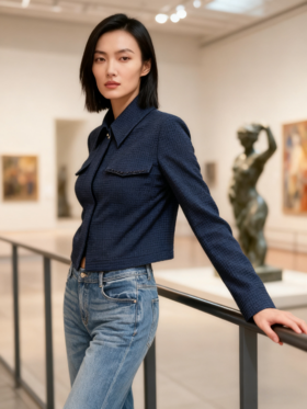 造型立体裁剪倒T肩外套