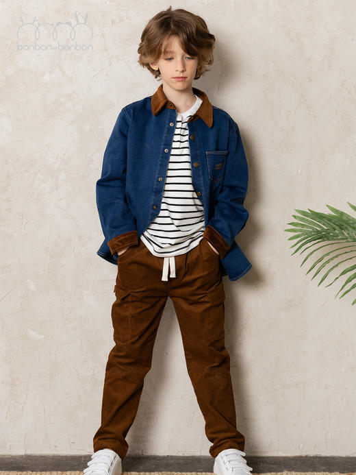 复古灯芯绒抽绳长裤 商品图2