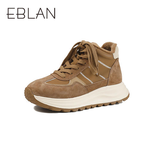 伊伴冬季美拉德色系复古“毛毛”鞋口德训鞋冬靴B25655829 商品图0