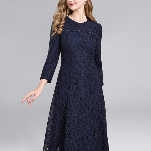 「高货deo」全新升级【铂金会员441/天猫599/差价158】(12831)洛诗琳法式优雅蕾丝连衣裙2025秋季新款气质七分袖中长裙 商品图0