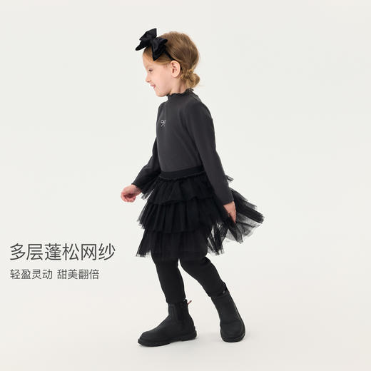 马克珍妮女童甜美网纱加绒拼接裙裤2025年秋冬新款551332 商品图2