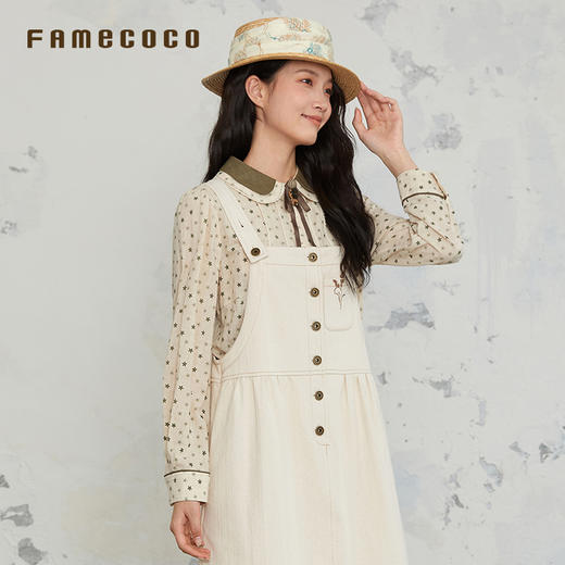 Famecoco原创衬衫棉质碎花印花开身衬衣娃娃领FAB6BH018 商品图2