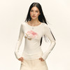 Ariseism 美式复古设计感花花带钻紧身长袖t恤女秋季新款修身上衣 商品缩略图2