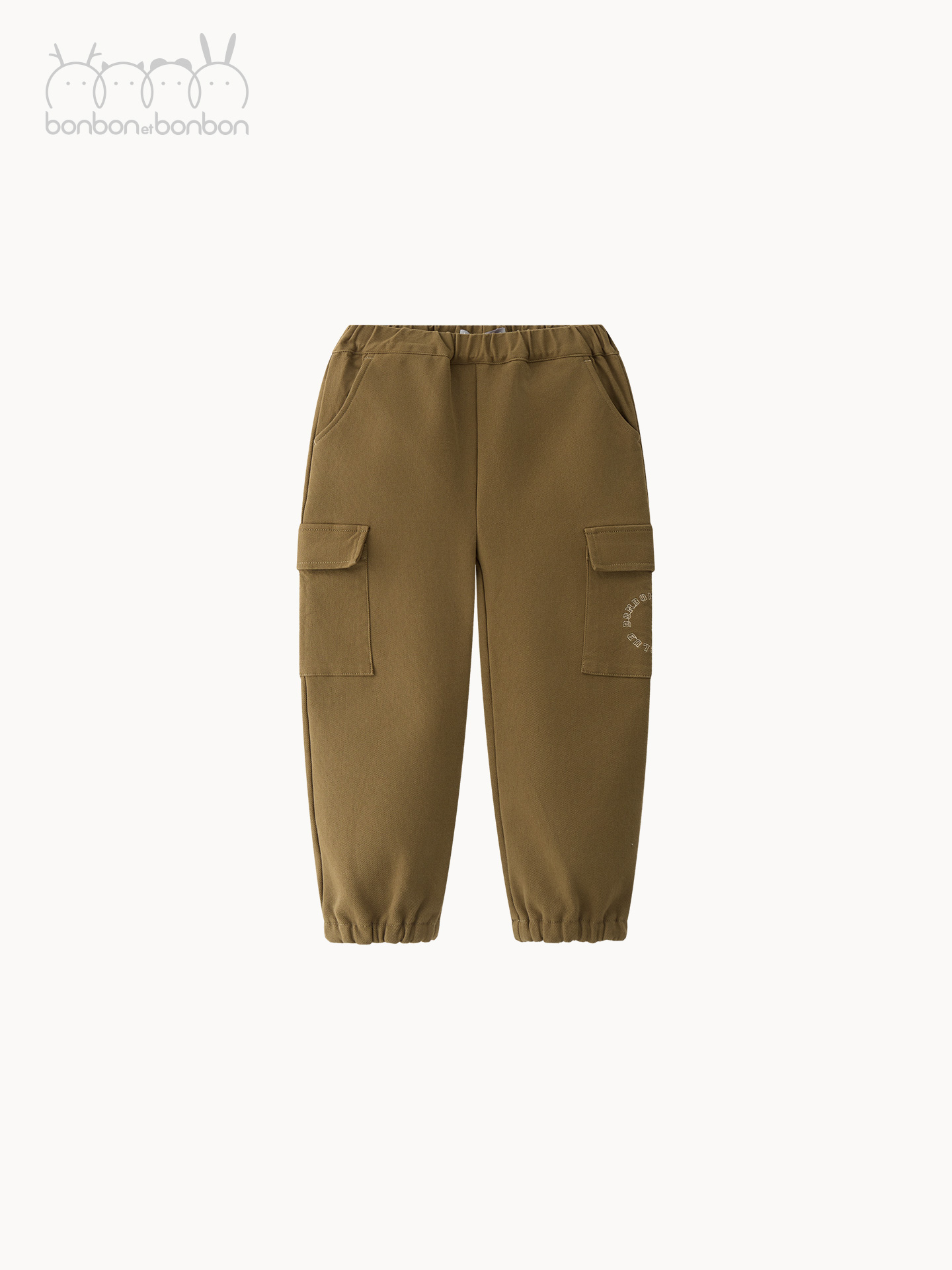 亚麻棕加绒收口长裤