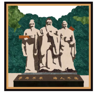 三人行天然石拼画