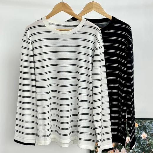 Steve Sandro桑蚕丝羊毛条纹上衣，一穿就是氛围感，减龄又气质【3-7天发货】【G】 商品图3