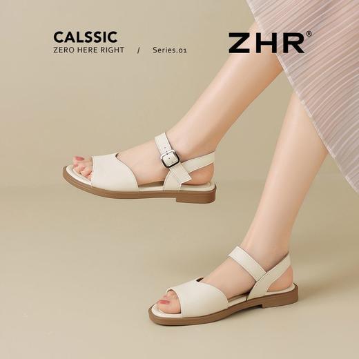 ZHR则则时装凉鞋女2025夏季新款百搭软底一脚蹬通勤一字带凉鞋 商品图4