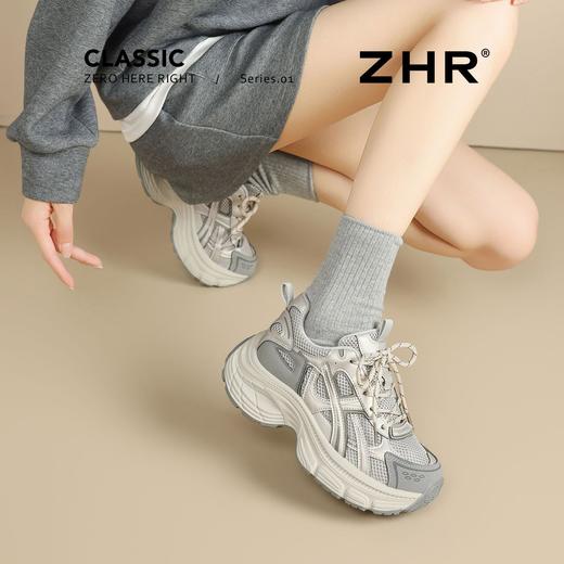 ZHR复古厚底6cm老爹鞋女鞋2025秋季网面透气运动鞋轻便增高休闲鞋 商品图7