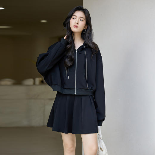 奢姿大码女装2025秋季时尚连帽拉链卫衣套装胖妹妹气质休闲两件套9953990642 商品图4