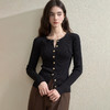 西遇气质金扣长袖针织衫女秋季新款修身显瘦内搭打底衫上衣V2951185 商品缩略图2