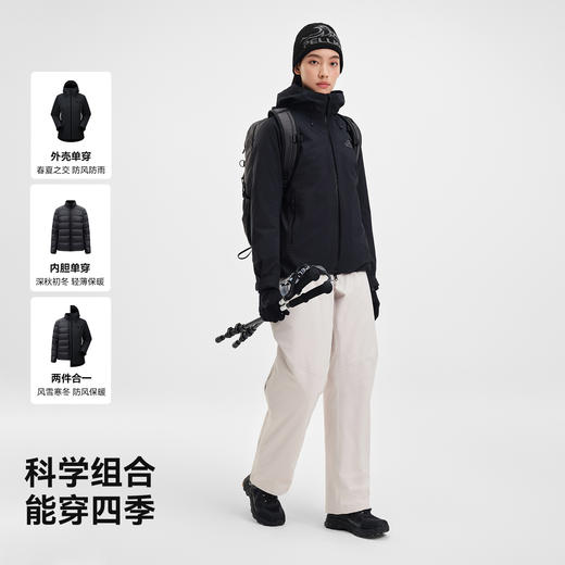 伯希和户外三合一羽绒冲锋衣女2025年新款鹅绒内胆防水耐磨登山服 商品图4