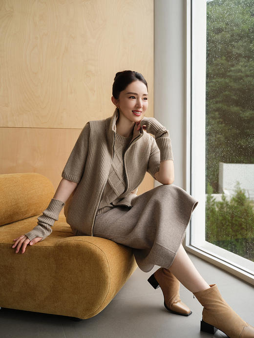 【董璇同款穿搭】羊绒世家秋冬明星款穿搭双面穿马甲菱形绞花套衫 商品图1