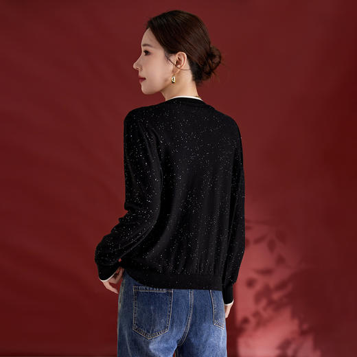 V领长袖针织衫薄款羊毛秋装通勤上衣QS1539 商品图2