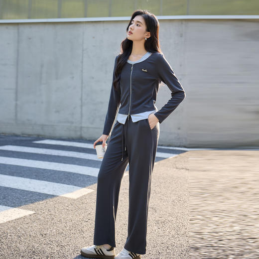 奢姿大码女装2025秋季时尚运动风撞色套装胖妹妹气质减龄两件套9953935178 商品图1