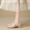 西遇粗跟玛丽珍鞋女新款秋季法式漆皮配裙小皮鞋方头中跟单鞋V1656955 商品缩略图4