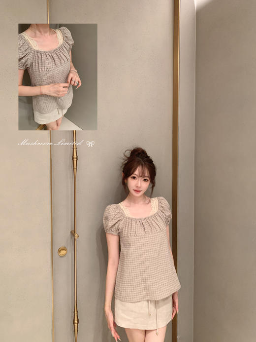 金蘑菇菇 Summer is summering恋恋夏日 泡泡来噜/ 短袖亚麻半裙 商品图4