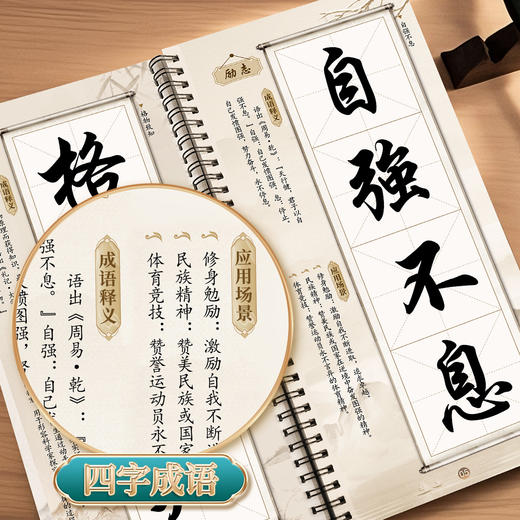 行楷【近距离临摹字卡】软笔毛笔字书法入门古诗字卡四字成语千古名句四字短语经典练字素材毛笔初学者练习字帖 商品图3