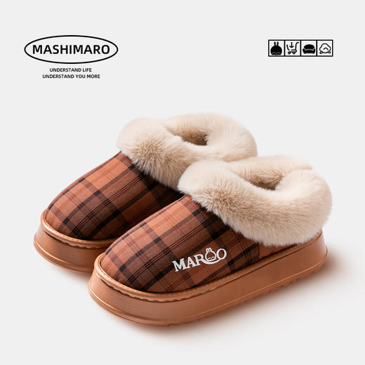 【YW】无忧购59元2双情侣棉拖鞋流氓兔秋冬厚底防滑保暖包跟棉鞋（截单后7天发货) 商品图8