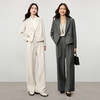 【内购】【西服套装】免搭配通勤戗驳领垫肩短款西装外套&松紧腰阔腿长裤-153ZE1874 商品缩略图2